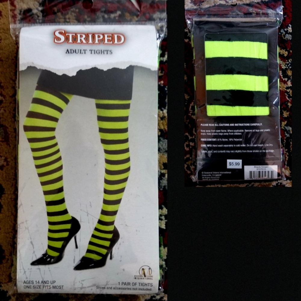 Spirit neon green striped tights